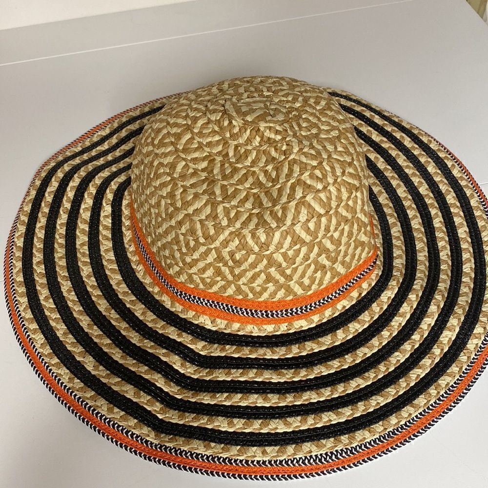 Striped Aztec Tribal Boho Straw Hat - Picture 5 of 7